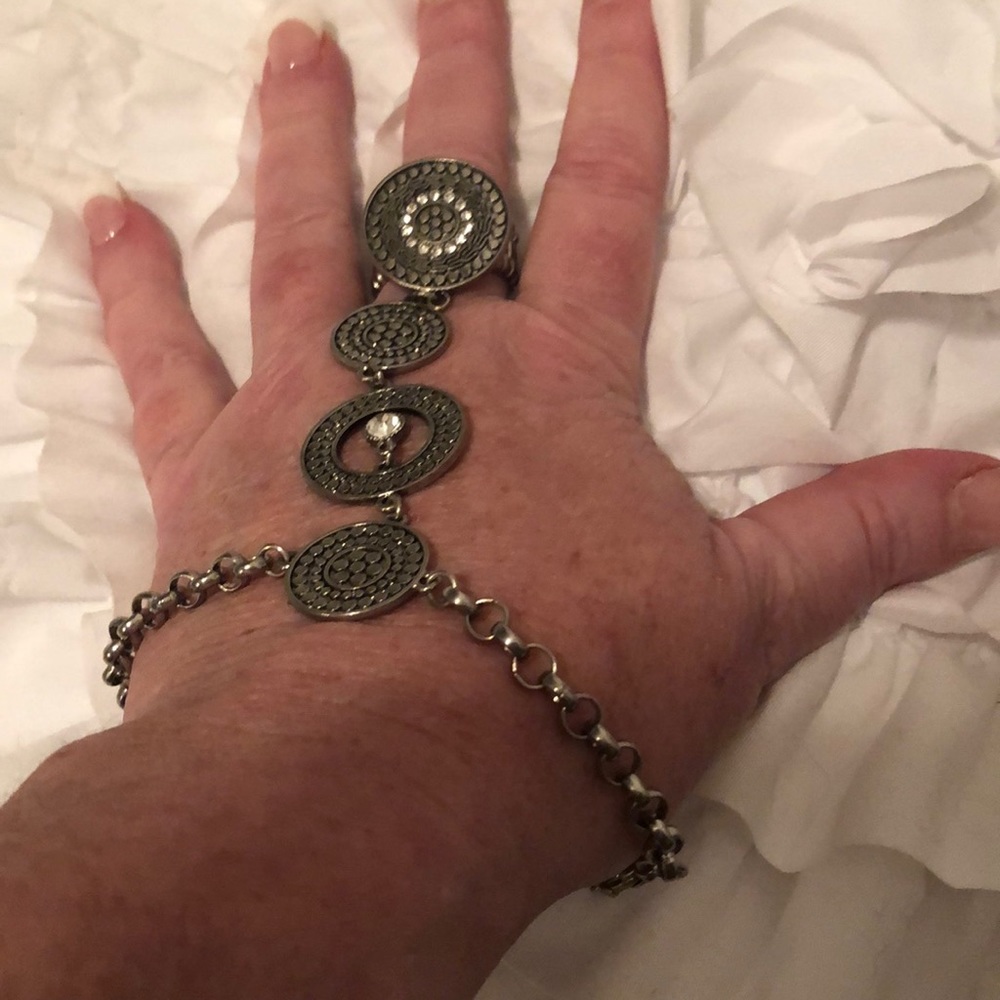 Boho hand chain bracelet with bling